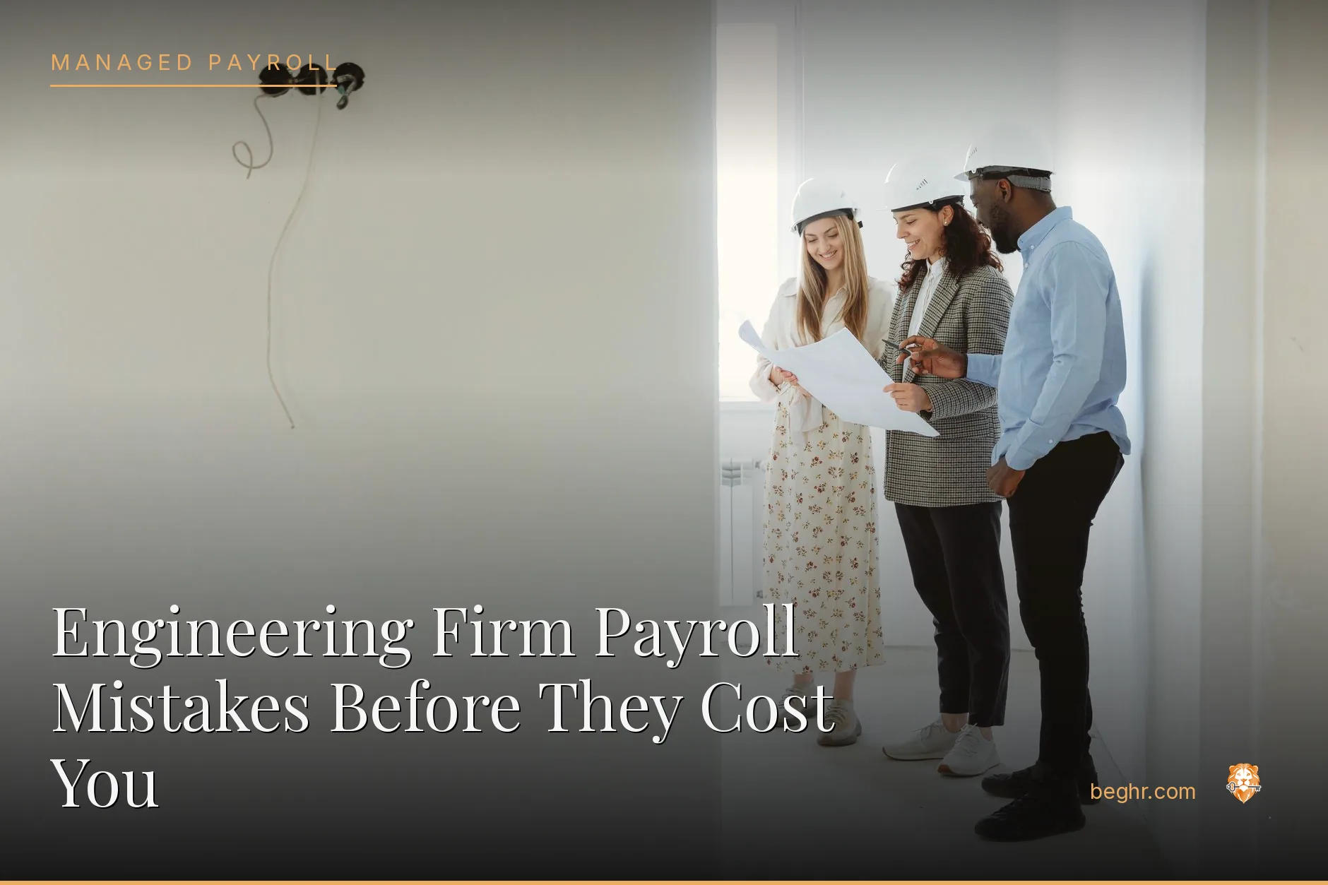 Engineers reviewing technical drawings in a modern office