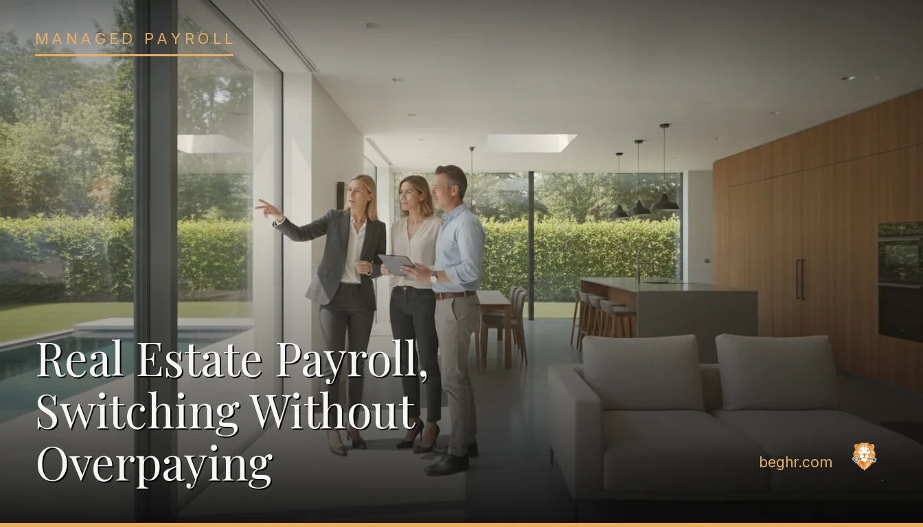 A real estate agent showing a modern home to clients