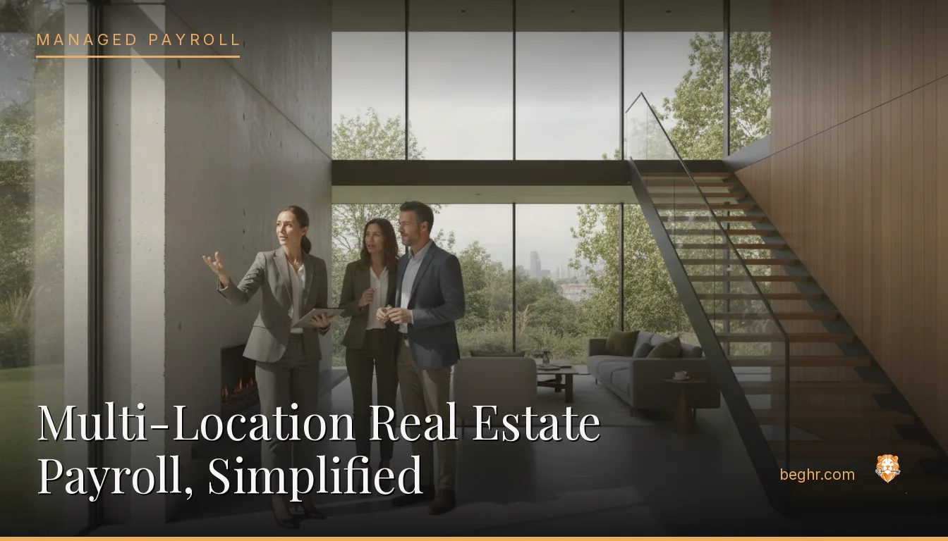 A real estate agent showing a modern home to clients