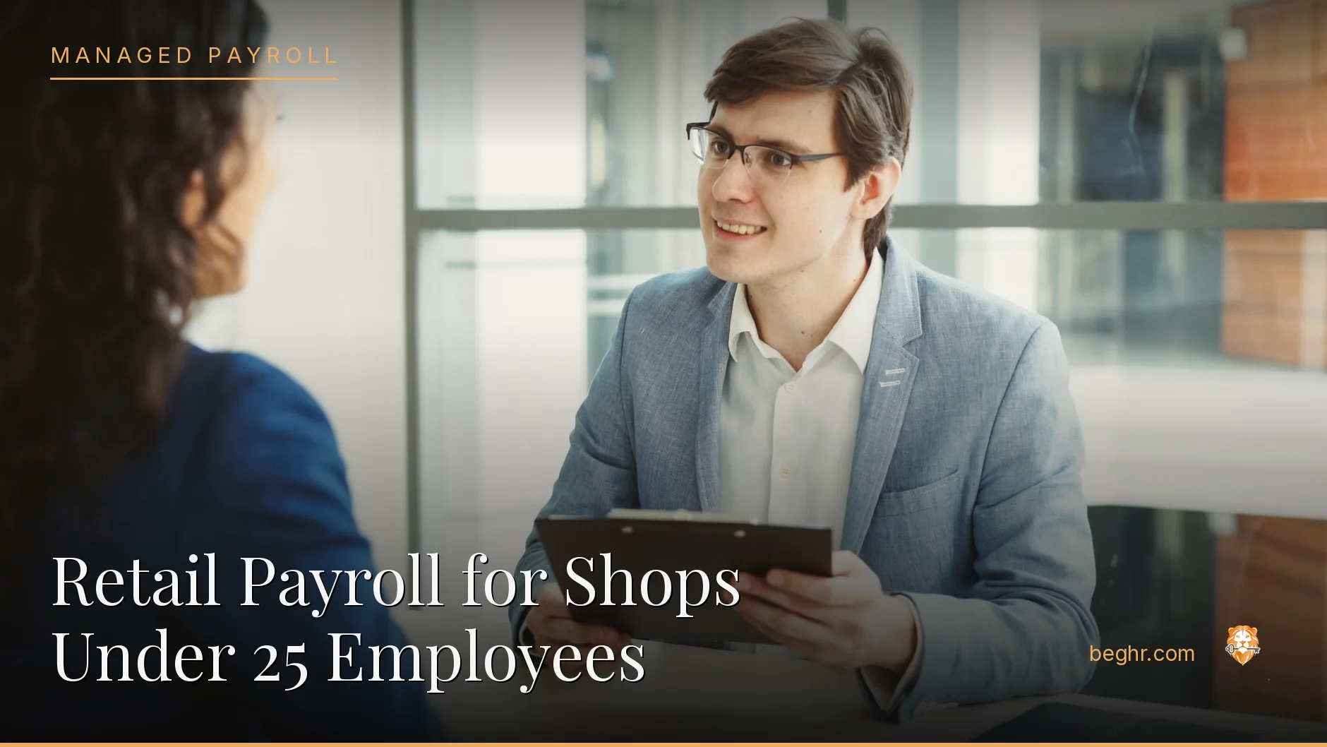 Business professionals reviewing payroll and HR documents in a bright modern office