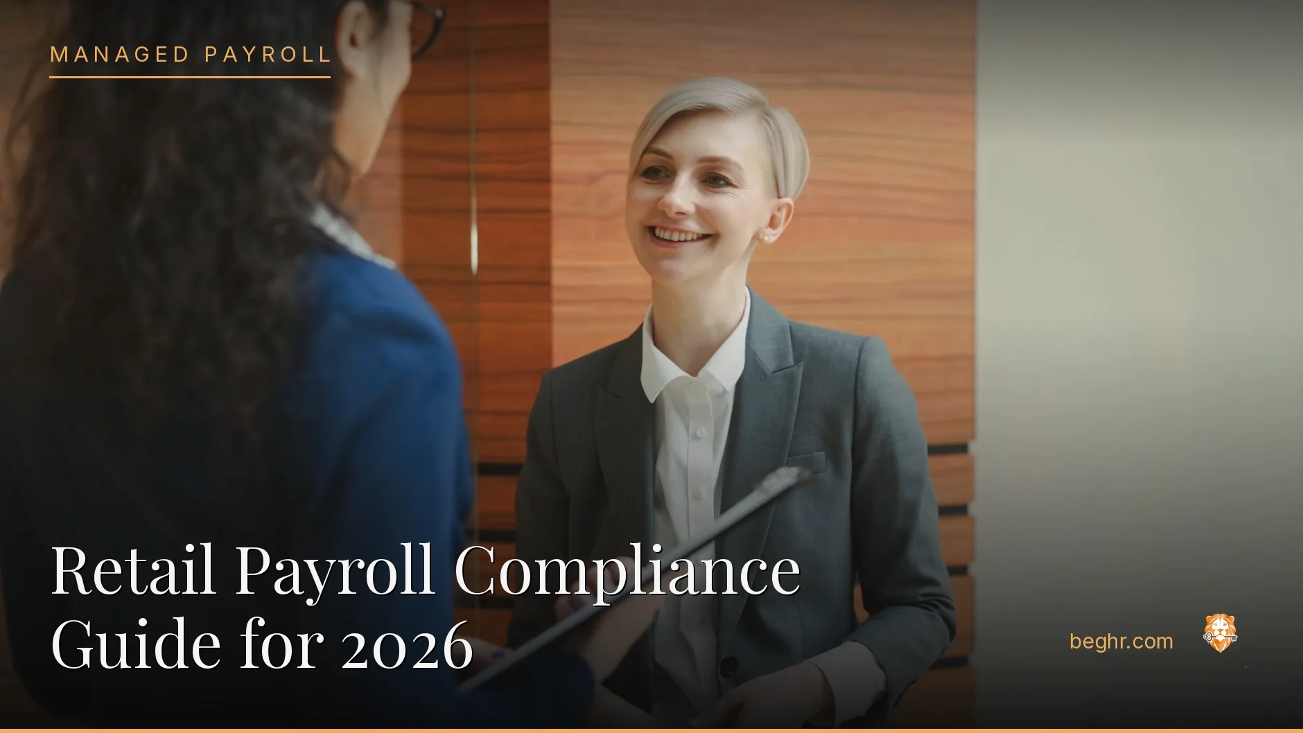 Business professionals reviewing payroll and HR documents in a bright modern office