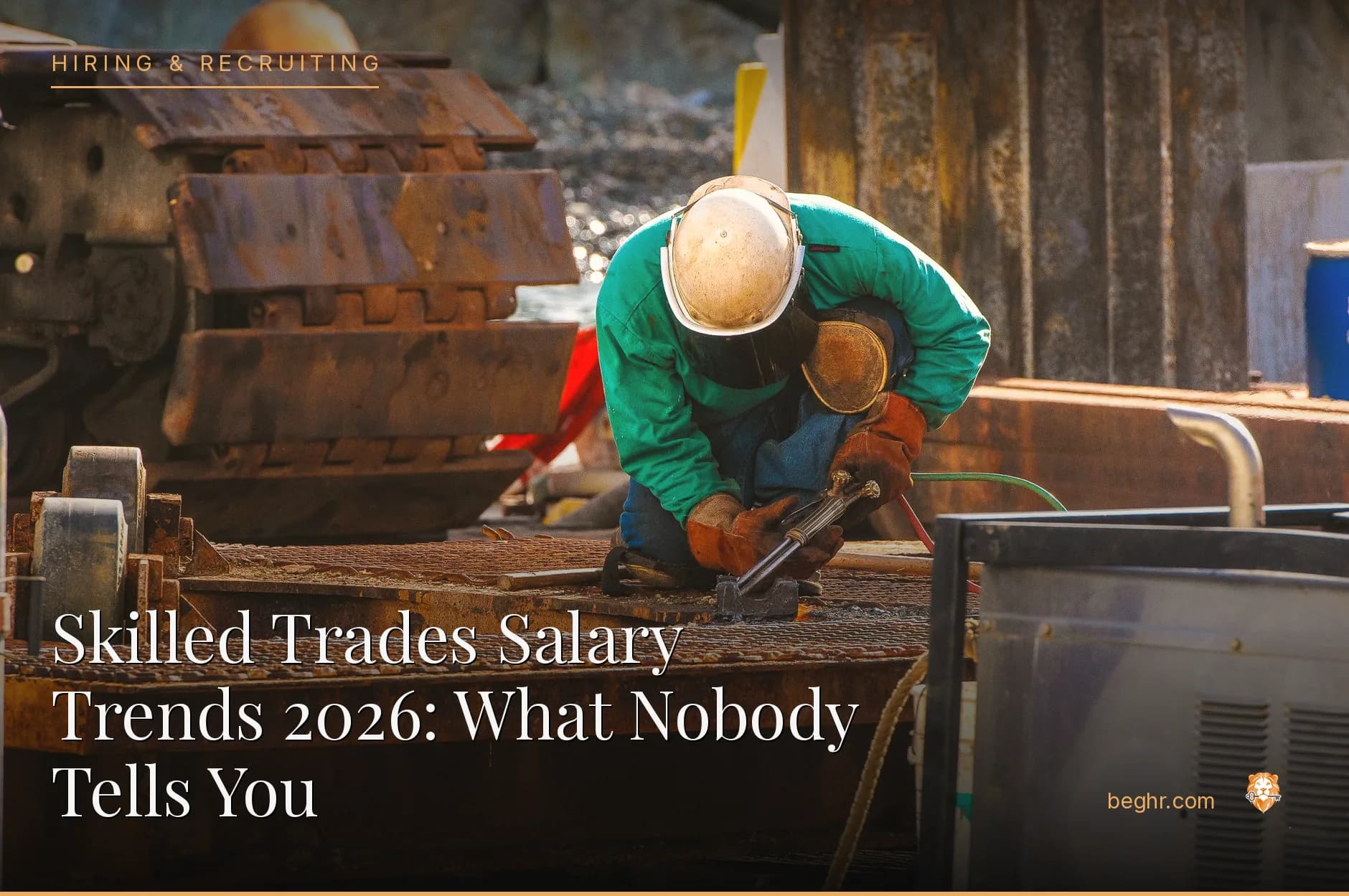 Skilled trade workers on a job site with tools and equipment
