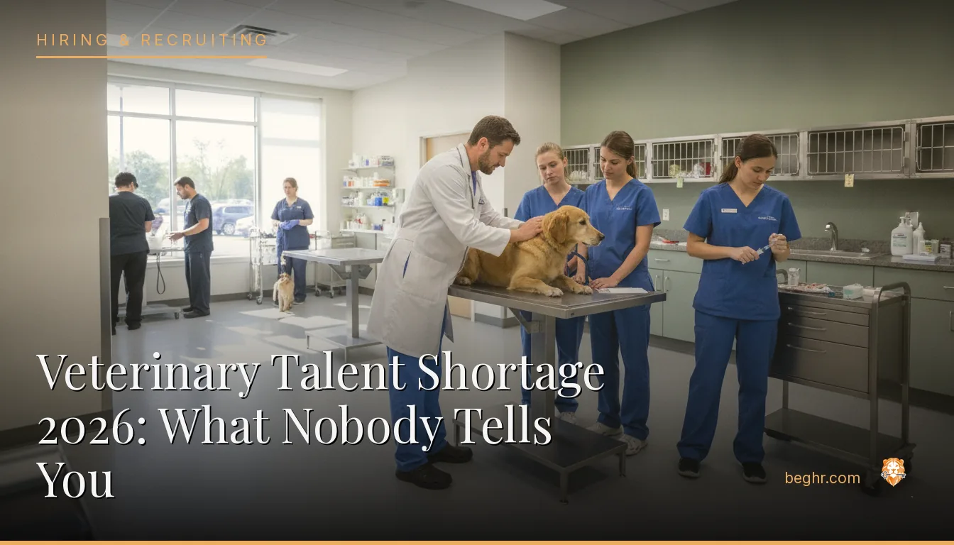 A veterinary clinic with a vet examining a dog, staff assisting